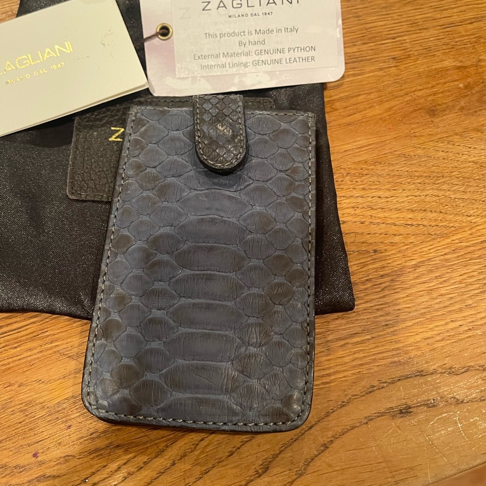 Zagliani Python Leather Credit Card Case - image 3